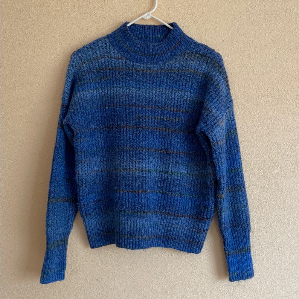 Women’s Christian Siriano Sweater Blue with Striping, Size Extra Small